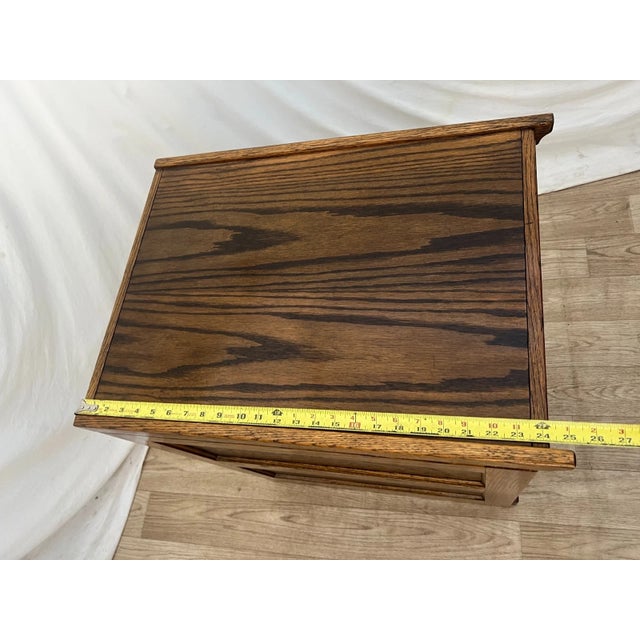 Vintage Tiger Oak File Cabinet Two Drawers One Locks Paneled Sides Legal Size For Sale - Image 12 of 13