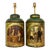 Late 19th Century Large Green Hand-Painted English Tea Canister Lamps - a Pair For Sale