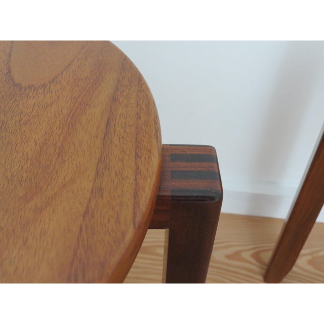 Mid-Century Teak Round Stacking Side Tables, 1960s, Set of 2 For Sale - Image 13 of 18