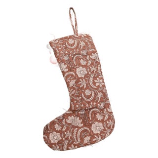 Boho Kundanvan Print Thick Linen Fabric Artisanal Hand Block Printed Stocking For Sale