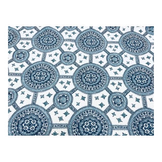 1.25 Yard Schuyler Samperton Nellcote Medallion Performance Navy Blue White Upholstery Drapery Fabric For Sale