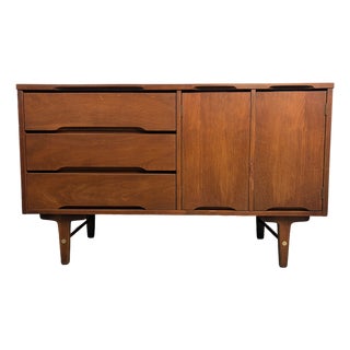 Vintage Walnut Credenza by Stanley Furniture For Sale