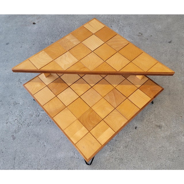 Mid-Century Modern Unique Mid-Century Modern 2 Tier Corner Table With Marquetry For Sale - Image 3 of 12