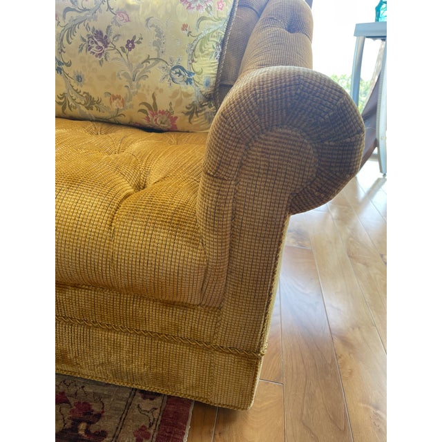 Goldenrod Custom Made Curved Sofa For Sale - Image 8 of 13