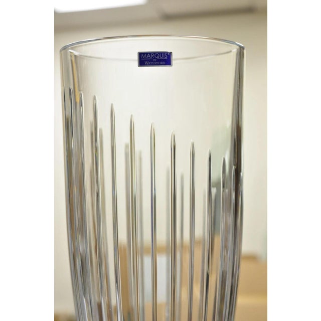Modern Late 20th Century Marquis by Waterford 12" Tall Etched Round Lead Crystal Glass Flower Vase For Sale - Image 3 of 12