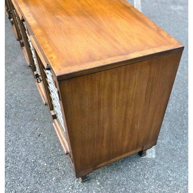 Vintage French Empire Style 6- Lattice Door Cherry Credenza For Sale - Image 4 of 13