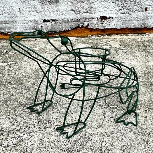 Mid-Century Modern Vintage Boho Wrought Iron Frog Planter For Sale - Image 3 of 5