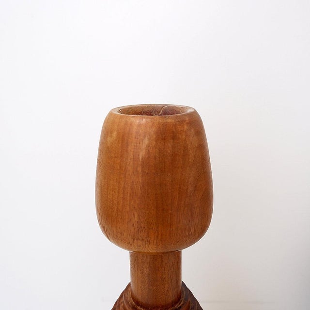 Large Vintage Turned Wood Candlestick, 1960s For Sale - Image 6 of 12