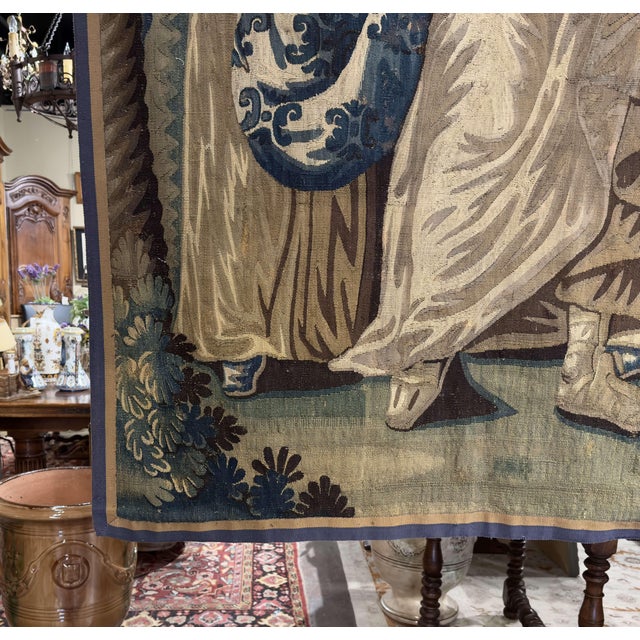 Cream Monumental 18th Century Flemish Verdure Tapestry With Classical Scene For Sale - Image 8 of 13