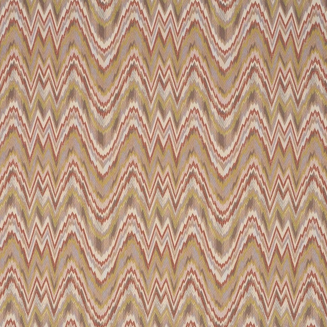 Schumacher Valkyrie Flame Stitch Fabric In Terracotta Hills For Sale