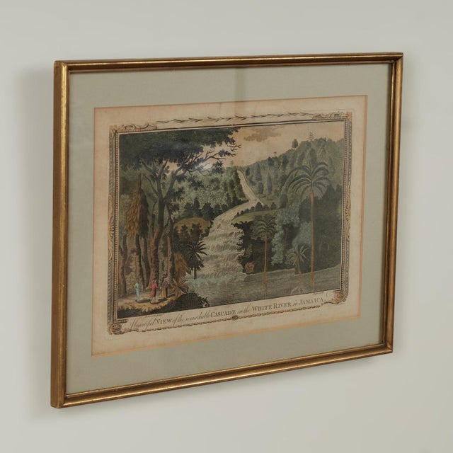 Sculpture Materials Antique Hand-Colored Engraving of a Jamaican Waterfall For Sale - Image 7 of 10