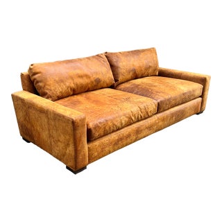 Restoration Hardware Leather Maxwell Sofa For Sale