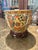 Vintage Japanese Satsuma Style Petite Hand-Painted Porcelain Jardinière Cachepot With Wood Ming Style Stand For Sale - Image 4 of 12