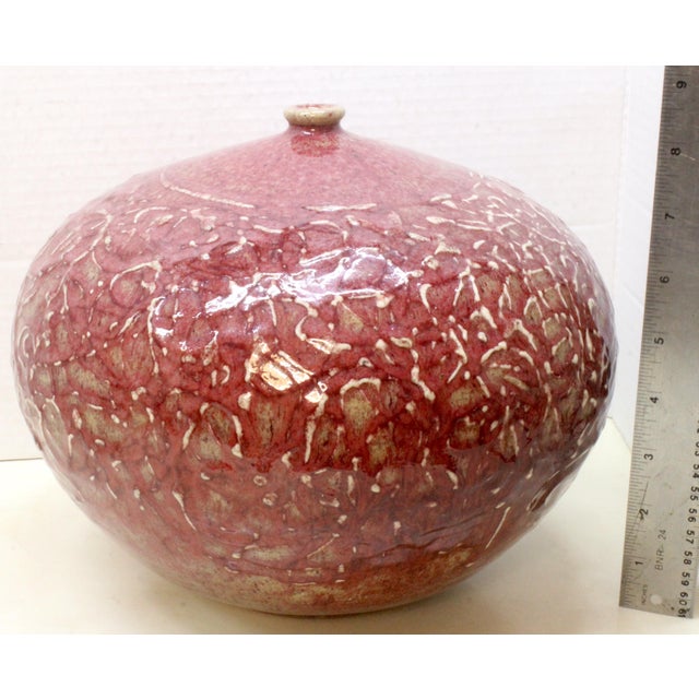 Copper Japanese Tsubo California Otis School-Style Sgraffito Studio Pottery Seed Pot For Sale - Image 8 of 18