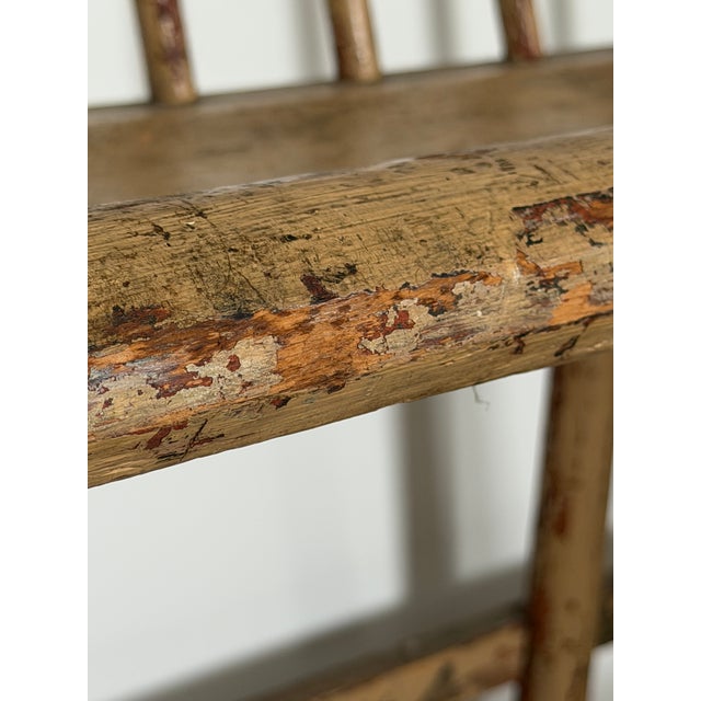 Primitive 10' Long Bench Weathered Original Painted Surface For Sale - Image 17 of 17