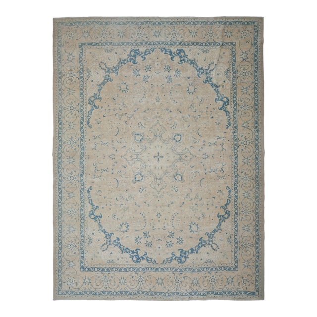 1970s Vintage Persian Handmade Wool Cotton Orange Area Rug For Sale