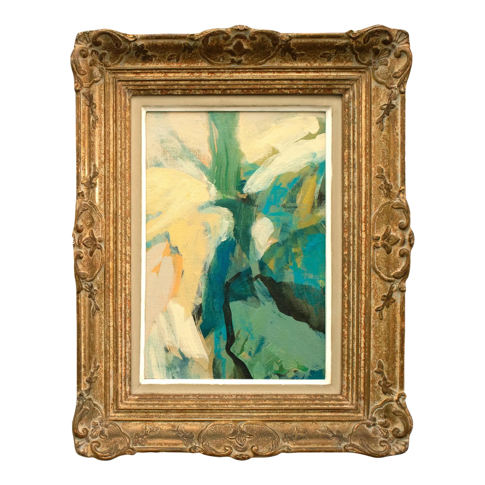 Contemporary Abstract Oil Painting in Antique French Frame | Chairish