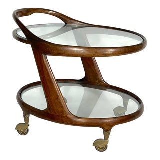 1950s Mid-Century Italian Round Bar Cart by Cesare Lacca For Sale