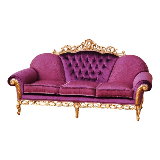 Baroque Style Carved and Gold Sofa For Sale