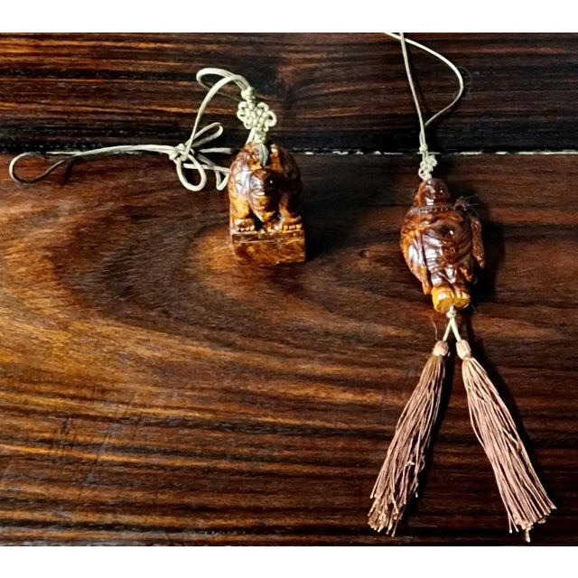 Antique Early 20th Century Japanese Fine Hand Carved Wood Netsukes - Pair. For Sale - Image 11 of 12