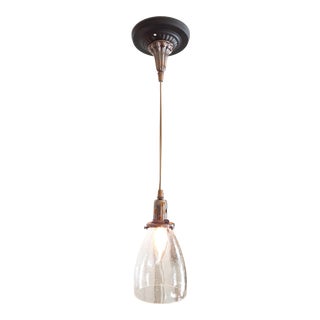 Vintage Gas Light Seeded Glass Pendant For Sale