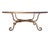 This is a beautiful Hollywood Regency styled oval coffee table featuring a hand-forged iron frame with a distressed gilt...