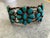 Rustic Southwestern Turquoise and Silver Cuff Bracelet Signed W C For Sale - Image 3 of 7