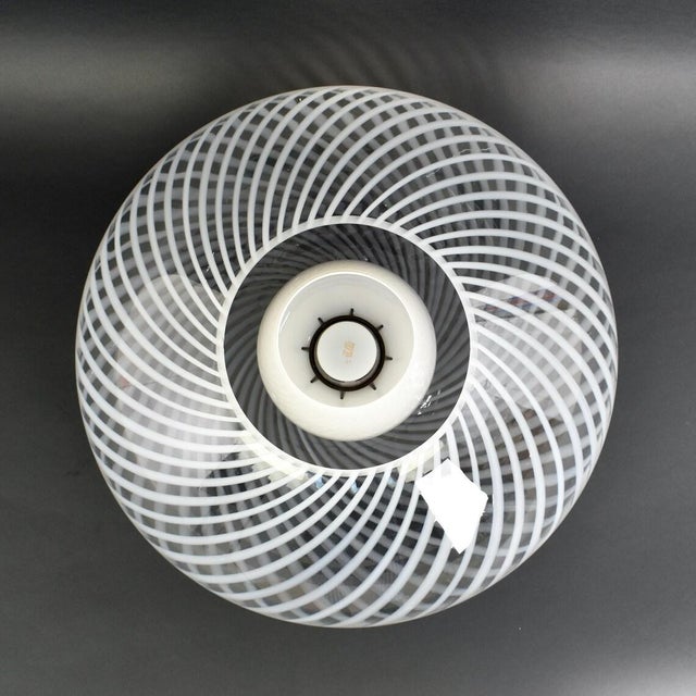 Vintage Large Aloys Gangkofner for Peill & Putzler Toledo Ceiling Light Mid Century Modern Flush Mount Glass Opaline Swirl Modernist Venini For Sale - Image 6 of 10