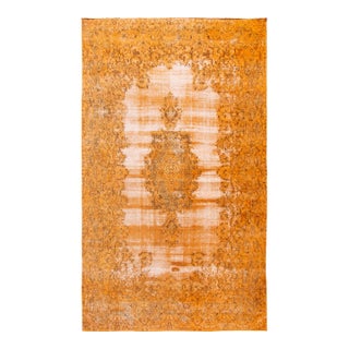 Orange Vintage Persian Handmade Medallion Wool Rug For Sale