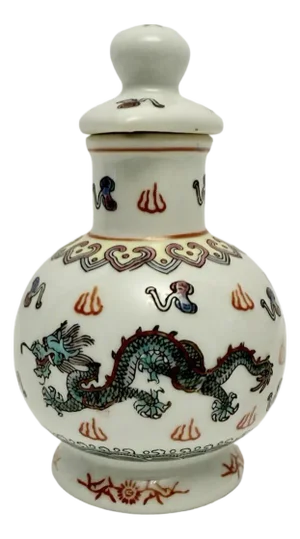 Vintage Chinese Zhongguo Jingdezhen Porcelain Snuff Bottle Dragon Art (A-11).