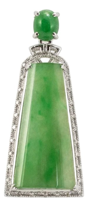 18k White Gold 5.00ct Green Jadeite Jade Diamond Charm Pendant