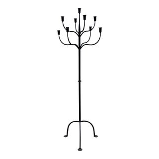 Tall Vintage Wrought Iron Floor Candelabra Candle Stand For Sale