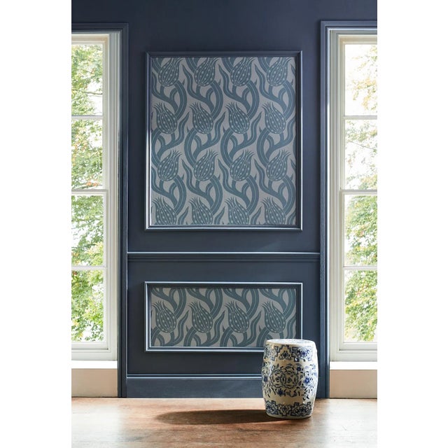 Traditional Zoffany Persian Tulip Wallpaper in Silver For Sale - Image 3 of 5