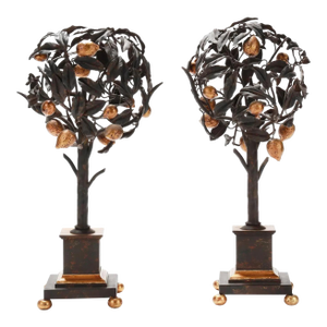 Pair of Italian Gilt and Mixed Metal Lemon Topiaries Quantity