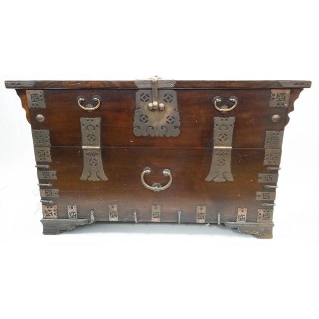 We are selling this decorative Korean Tansu chest. This low chest has fall-front opening with several drawers inside. It...