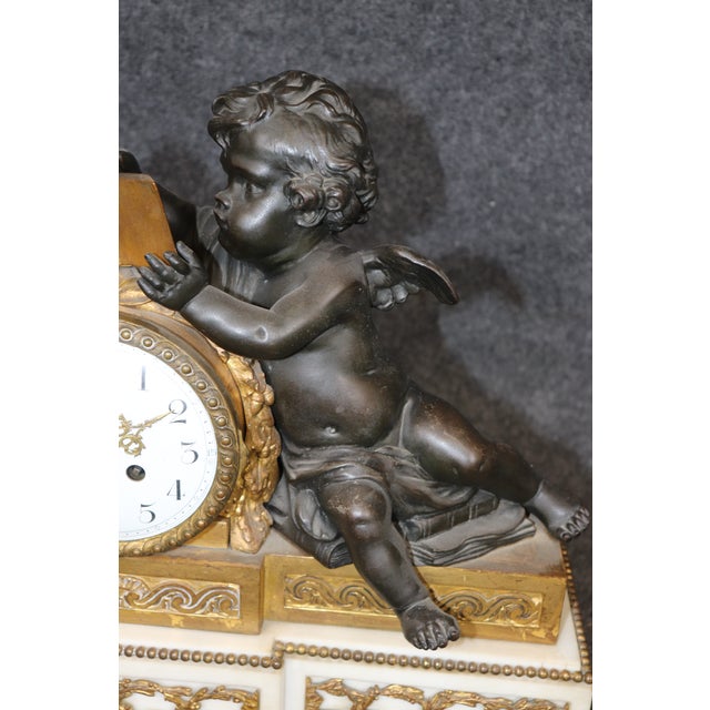 French Louis XV Style Figural Gilt Metal and Marble Clock Set For Sale In Philadelphia - Image 6 of 15