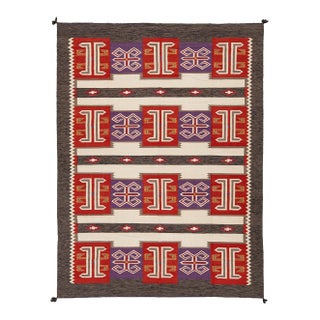 Contemporary Navajo Style Wool Rug – Modern Geometric American Textile Accent For Sale