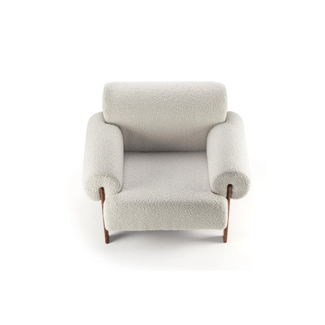 21st Century Paloma Armchair in Boucle / Wood For Sale - Image 4 of 9