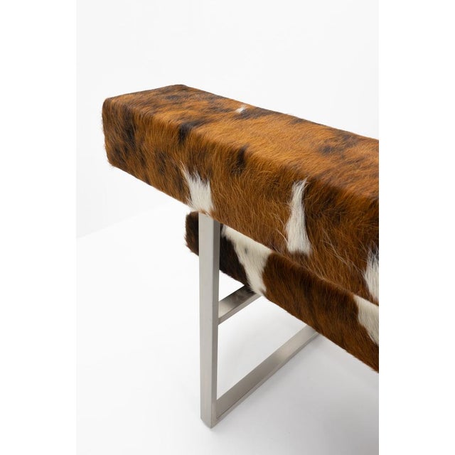 Brown Swiss Design Permesso Bench in Cowhide from Girsberger, 2008 For Sale - Image 8 of 14