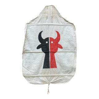 Real Vintage Hand Painted Tipi Door Stylized Buffalo Native American Teepee For Sale