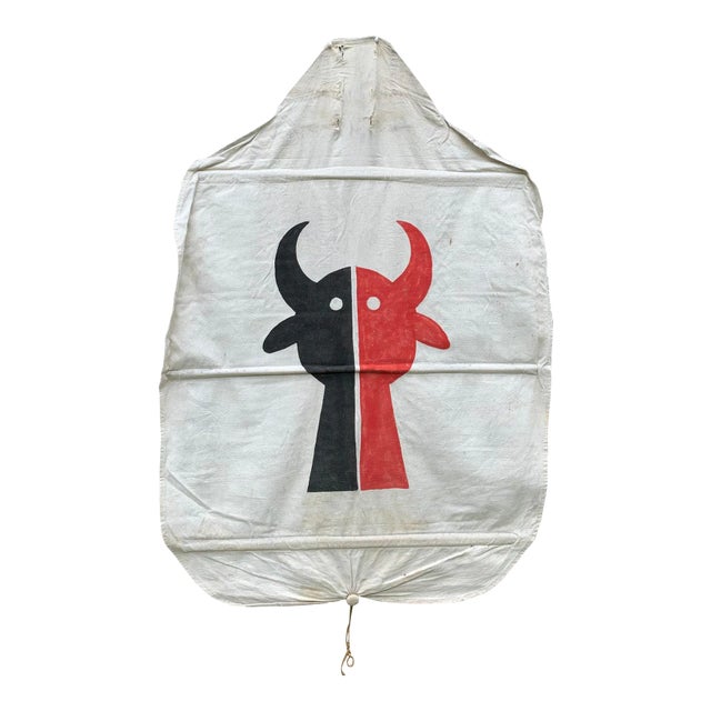 Real Vintage Hand Painted Tipi Door Stylized Buffalo Native American Teepee For Sale