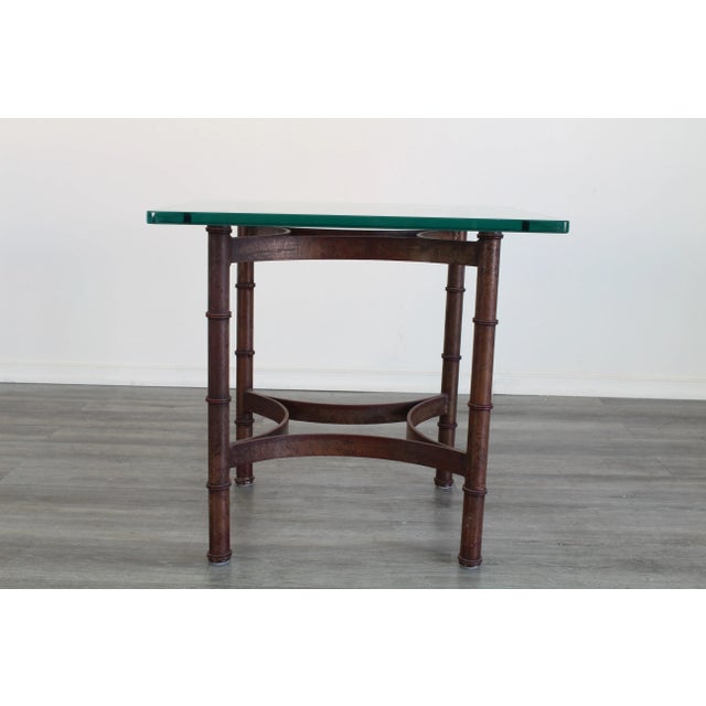 Late 20th Century Pair of Vintage Faux Bamboo Metal Side Tables For Sale - Image 5 of 8