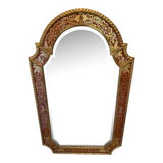 Large Queen Anne Gilded Glass Mirror For Sale