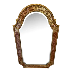 Large Queen Anne Gilded Glass Mirror