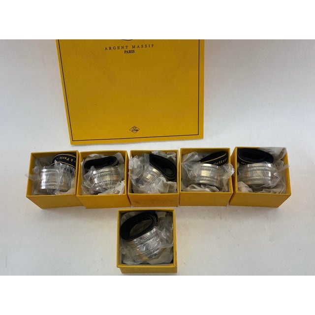 1990s New 1990s Set of 6 Refined Sterling Silver Round Napkin Rings, Gadroon. For Sale - Image 5 of 18