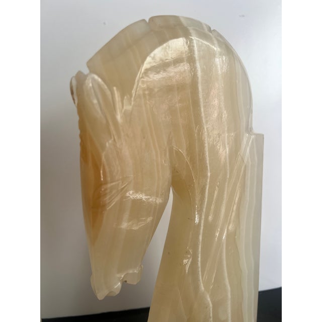 Vintage Hand Carved Onyx Horse Head Bookends Extra Tall For Sale In Sacramento - Image 6 of 8