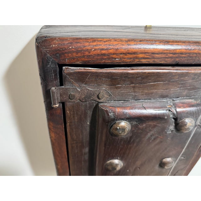 Antique Rustic Wooden Wall-Mounted Key Cabinet, 9 Hooks For Sale - Image 12 of 12