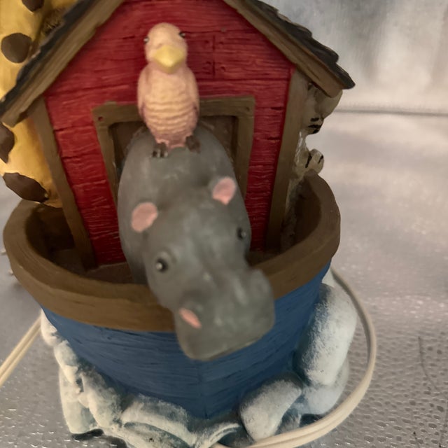 Vintage Hand Painted Resin Noah’s Ark Lamp For Sale - Image 12 of 12