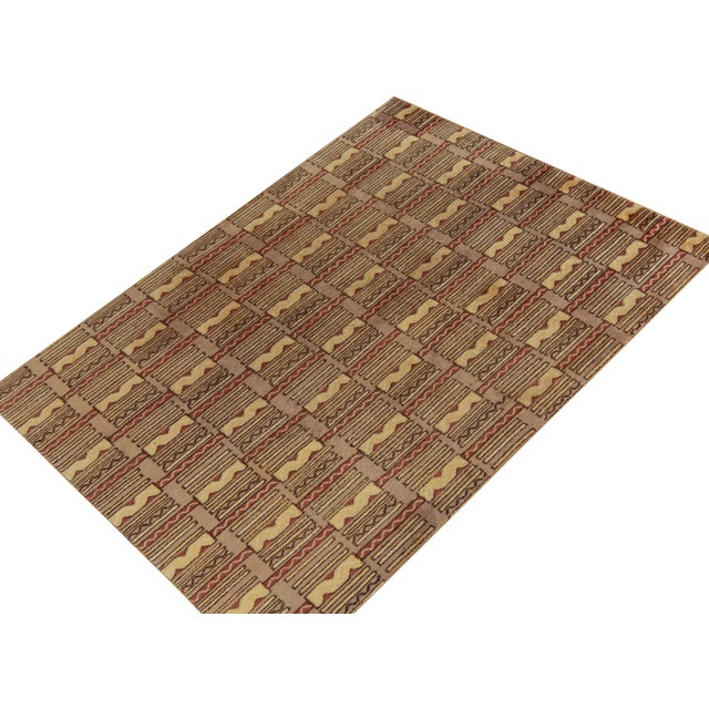 Hand-knotted in wool, a 6x7 vintage rug from a bold Turkish designer, entering Rug & Kilim’s commemorative Mid-Century...