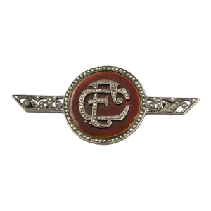 Art Deco Enamel Marcasite Initial Brooch